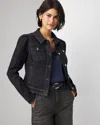 White House Black Market Petite Quilted Jean Jacket In Dark Wash Denim