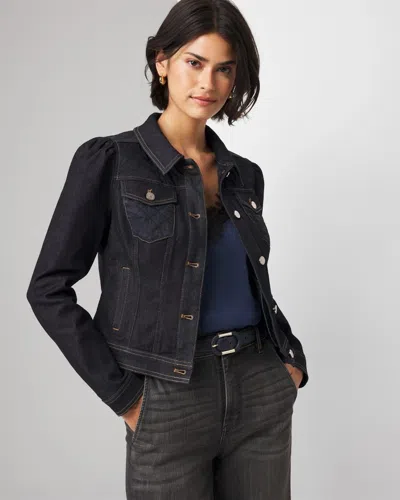 White House Black Market Petite Quilted Jean Jacket In Dark Wash Denim