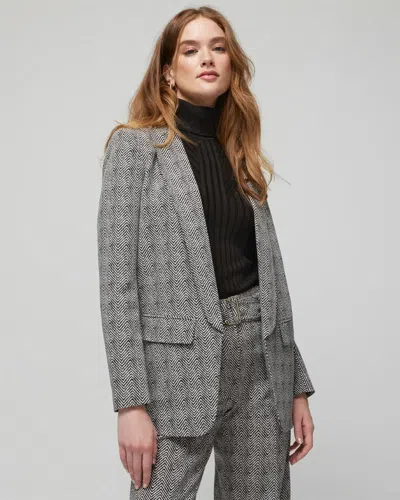 White House Black Market Petite Relaxed Blazer In Blk W/ecru Herringbone