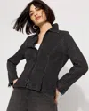 White House Black Market Petite Rhinestone Peplum Denim Jacket