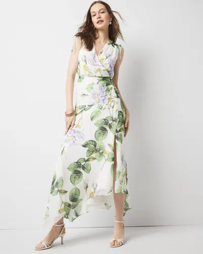 White House Black Market Petite Ruched Midi Dress In Forever Floral Hem Ecru