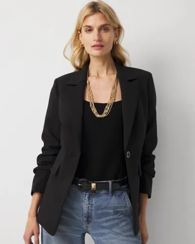 White House Black Market Petite Ruched Sleeve Blazer In Black