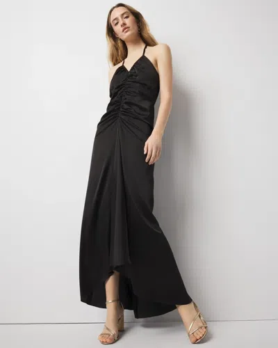 White House Black Market Petite Satin Halter Maxi Dress In Black