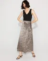 White House Black Market Petite Satin Leopard Cinched Skirt