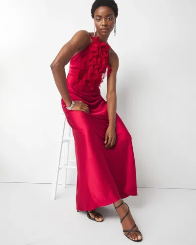 White House Black Market Petite Satin Ruffle Gown In Indulgent