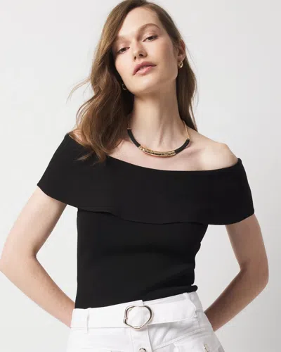 White House Black Market Petite Sculpt Stretch Off-the-shoulder Top In Black