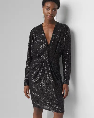 White House Black Market Petite Sequin Pleated Dress In Black