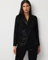 White House Black Market Petite Sequin Velvet Double Breasted Blazer In Black