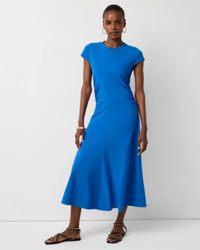 White House Black Market Petite Short Sleeve Maxi Dress In Nautical Blue
