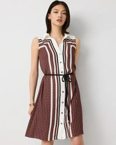 White House Black Market Petite Sleeveless Shirt Dress In Brown