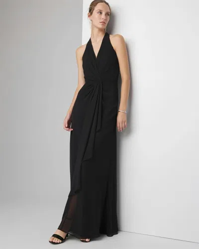 White House Black Market Petite Sleeveless V-neck Draped Gown In Black