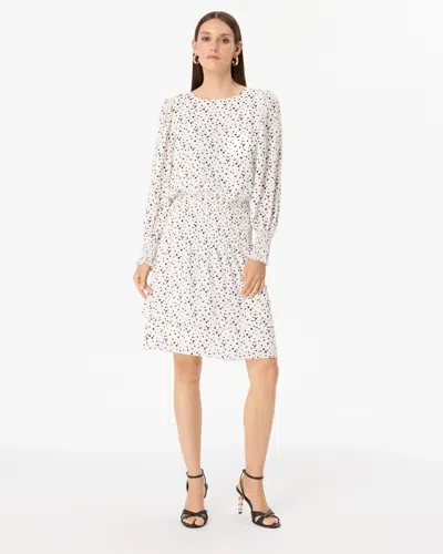 White House Black Market Petite Smocked Blouson Mini Dress In Specks Ecru