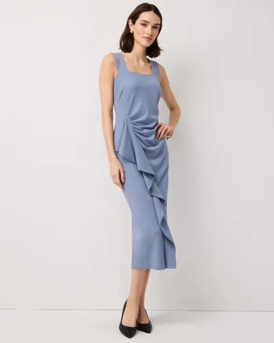 White House Black Market Petite Square Neck Midi Dress In Blue