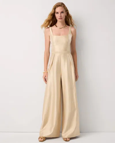 White House Black Market Petite Square Neck Wide Leg Pants Jumpsuit In Gold