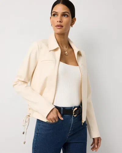 White House Black Market Petite Tie Detail Denim Jacket In Neutral