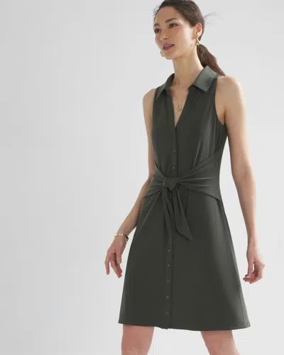 White House Black Market Petite Tie-front Dress In Olive Green
