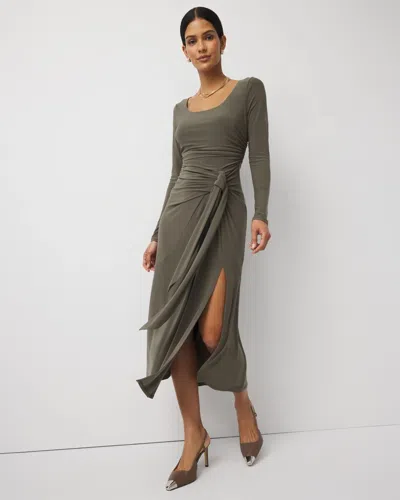 White House Black Market Petite Tie-waist Midi Dress In Brown