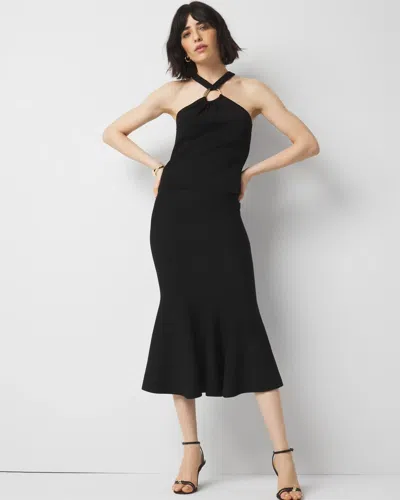 White House Black Market Petite Trumpet Flare Midi Skirt