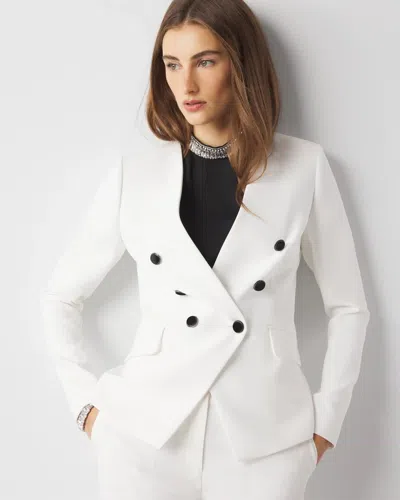 White House Black Market Petite Tuxedo Studio Blazer In White