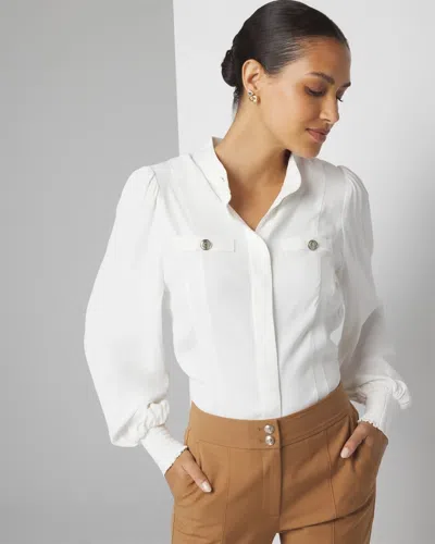 White House Black Market Petite Utility Pocket Button-up Shirt In White