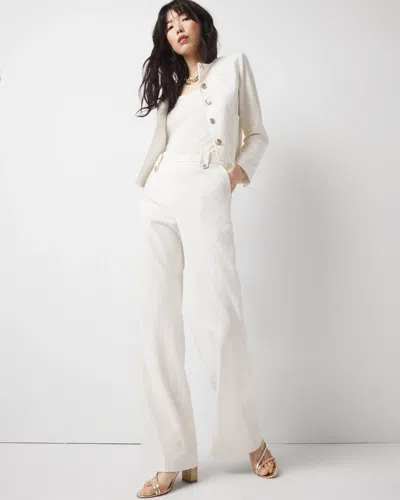 White House Black Market Pinstripe Button-tab Wide Leg Pants Trousers