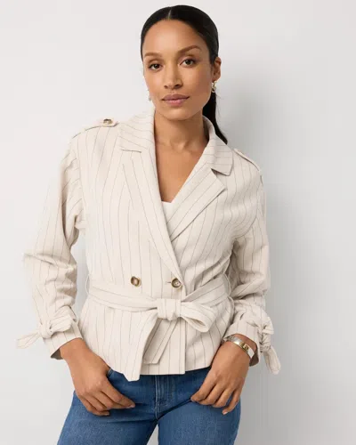 White House Black Market Pinstripe Trench Moto Jacket