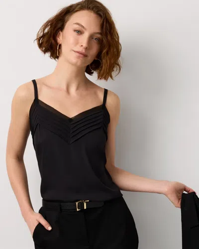 White House Black Market Pintuck Crepe Tank Top In Black