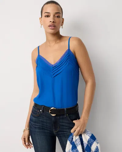White House Black Market Pintuck Crepe Tank Top In Blue