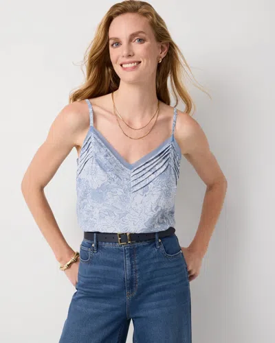 White House Black Market Pintuck Crepe Tank Top In Blue