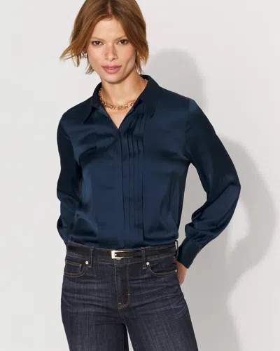 White House Black Market Pintuck Satin Shirt