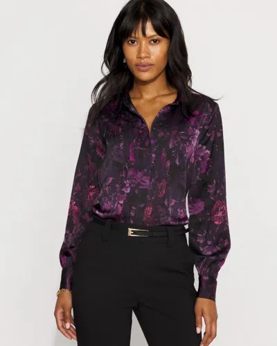 White House Black Market Pintuck Satin Shirt In Purple