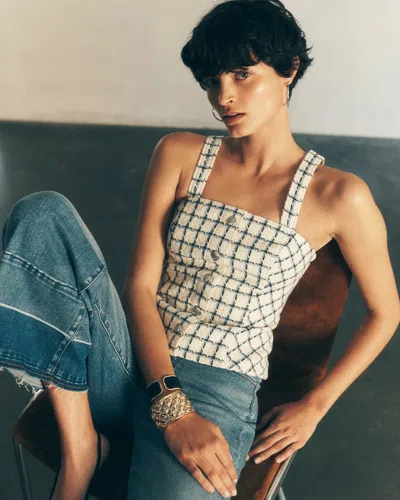 White House Black Market Plaid Bustier Top In Stacey Plaid Ecruchambray