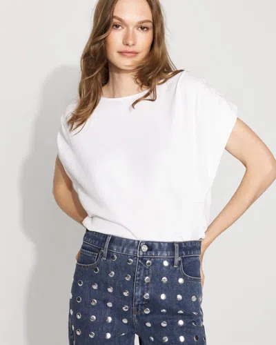 White House Black Market Pleated Cap Sleeve Tee In White