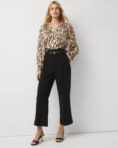 White House Black Market Pleated Cropped Wide Leg Pants In Black
