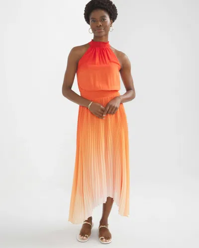 White House Black Market Pleated Halter Midi Dress In Lily Ombre Koi |  ModeSens