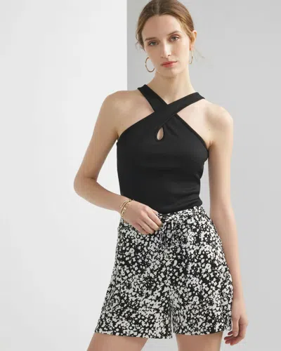 White House Black Market Pleated Matte Jersey Shorts In Fleeting Floral Black