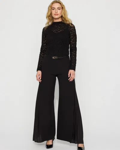White House Black Market Pleated-side Wide Leg Pants In Black