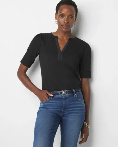 White House Black Market Pleated Sleeve Tee In Black