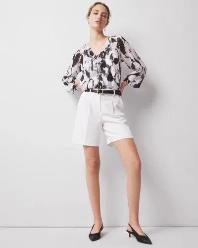 White House Black Market Pleated Tailored Shorts In White