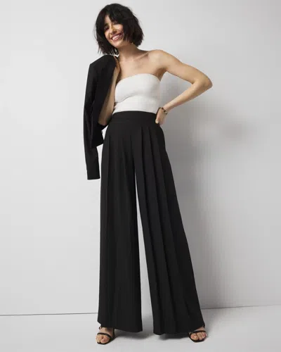 White House Black Market Pleated Ultra-wide Leg Pants In Black