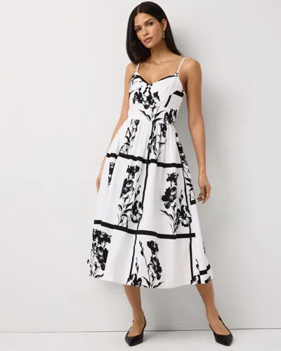 White House Black Market Pleated V-neck Midi Dress In White