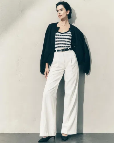 White House Black Market Pleated Wide Leg Pants In White