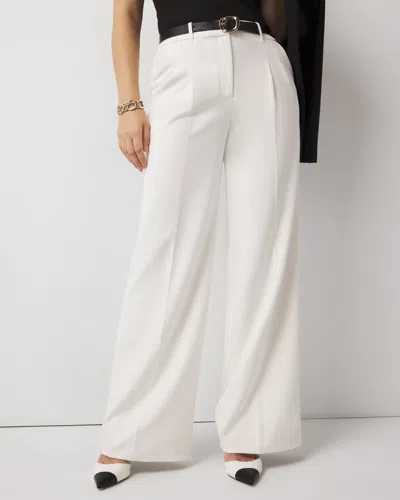 White House Black Market Pleated Wide Leg Pants In White