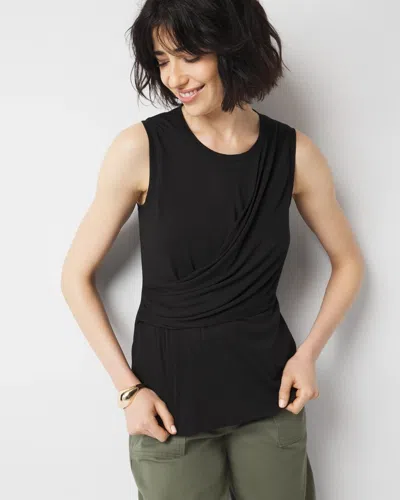 White House Black Market Pleated Wrap Tank Top In Black