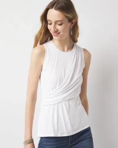 White House Black Market Pleated Wrap Tank Top In White