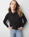 White House Black Market Pocket Poplin Shirt In Black