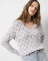 White House Black Market Pointelle Marled Shimmer Sweater In Lavender Shimmer Marl