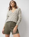 White House Black Market Pointelle Marled Shimmer Sweater In Olive Shimmer Marl