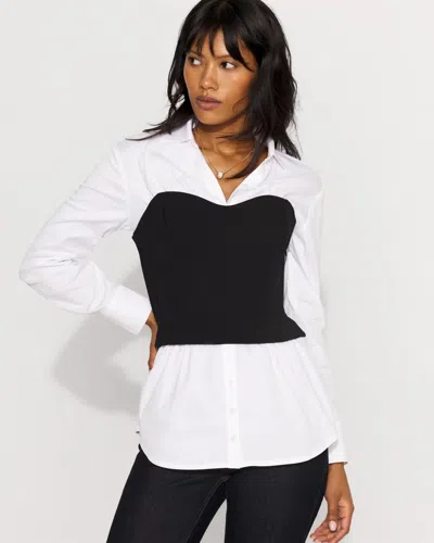White House Black Market Ponte Bustier Top + Poplin Shirt In Multi