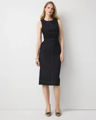 White House Black Market Ponte + Denim Midi Dress In Black